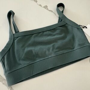 NEW REVOLVE IVL COLLECTIVE Green Ribbed Sports Bra/Bralette SIZE 6